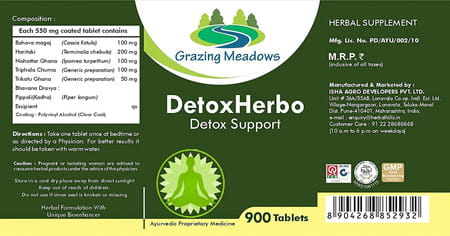 Grazing Meadows Detoxherbo 900 Tablets | Natural Supplement For Healthy Sugar Management (Pack Of 2)