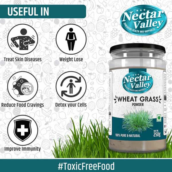 Nectar Valley Wheatgrass Leaf Powder | 100% Edible Pure & Natural | 250G
