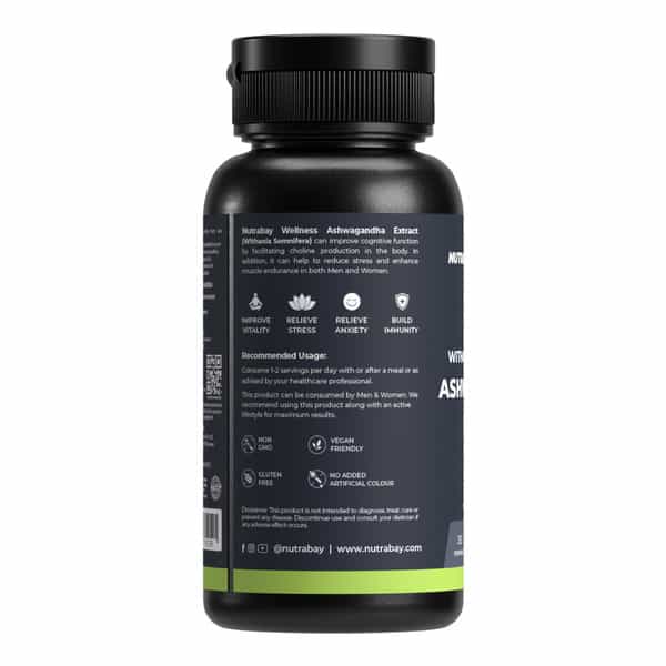 Nutrabay Wellness Ashwagandha Capsules (Withania Somnifera) - 1000Mg 60 Veg Capsules
