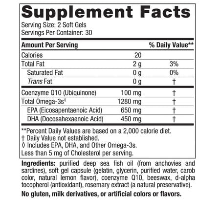 Nordic Naturals Ultimate Omega + Coq10 1280 Mg Omega 3 Fish Oil & Ubiquinol Coenzyme Q10 60 Softgel