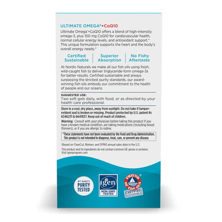 Nordic Naturals Ultimate Omega + Coq10 1280 Mg Omega 3 Fish Oil & Ubiquinol Coenzyme Q10 60 Softgel