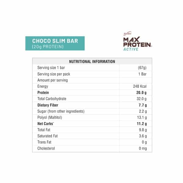 Ritebite Max Protein Active Choco Slim Nutrition Bar 67Gm (Pack Of 3)