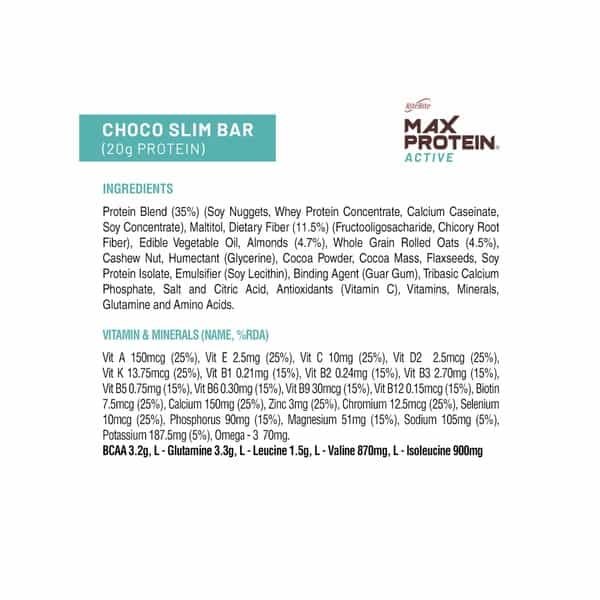 Ritebite Max Protein Active Choco Slim Nutrition Bar 67Gm (Pack Of 3)