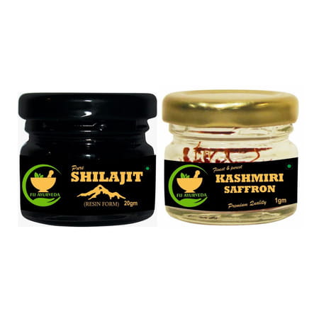Fij Ayurveda Pure Ayurvedic Shilajit 20gm | With Pure Kashmiri Kesar Saffron - 1gm (Combo Pack)