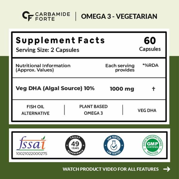 Carbamide Forte Omega 3 Vegetarian 1000Mg Bottle Of 60 Tablets