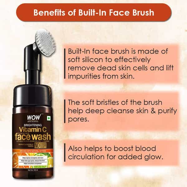 Wow Skin Science Vitamin C Foaming Face Wash (With Brush ) - 100Ml