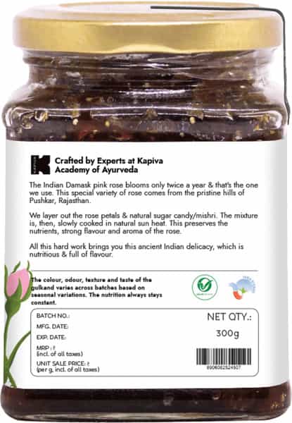 Kapiva Organic Gulkand - Natural Rich In Calcium And Antioxidants - 300G