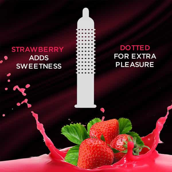 Kamasutra Strawberry Pleasure Flavoured Condoms For Men Pack Of 10
