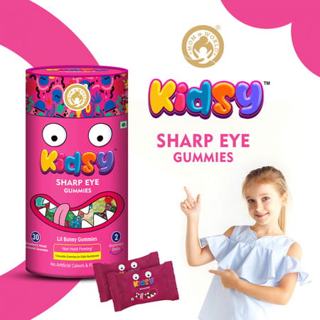 Mom & World Kidsy Sharp Eye Gummies For Kids - 30 (Strawberry Mixed Flavoured) (Pack Of 2)