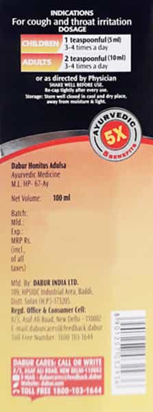 Dabur Honitus | Adulsa Cough Syrup | 100 Ml