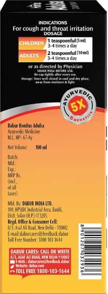 Dabur Honitus | Adulsa Cough Syrup | 100 Ml