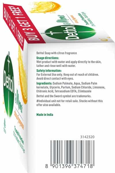 Dettol & Moms Bathing Soap Citrus - 125Gm ( Buy 3 Get 1 )