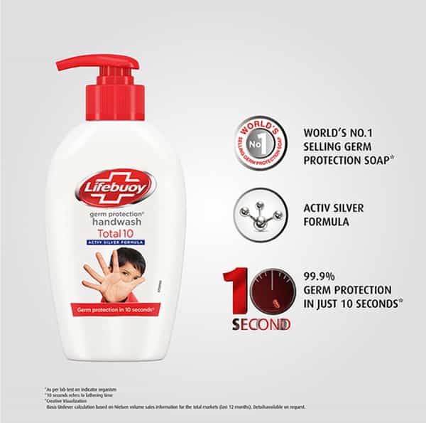Lifebuoy Activ Silver Formula Total 10 Hand Wash 190Ml