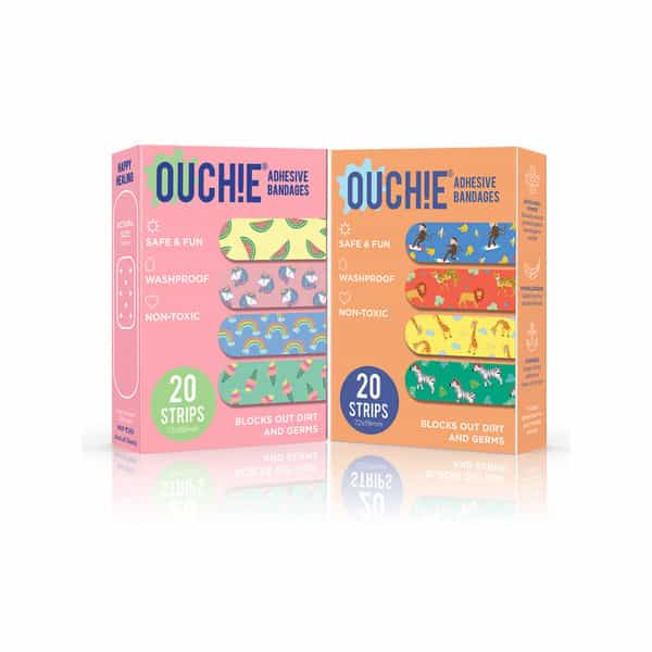 Ouchie Non-Toxic Printed Bandages Double Combo (40 Pack) - Pink & Orange