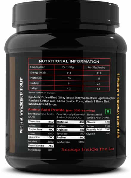 Sos Nutrition Muscular Max Men Whey Protein Chocolate Powder - 909G
