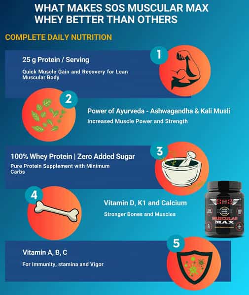 Sos Nutrition Muscular Max Men Whey Protein Chocolate Powder - 909G