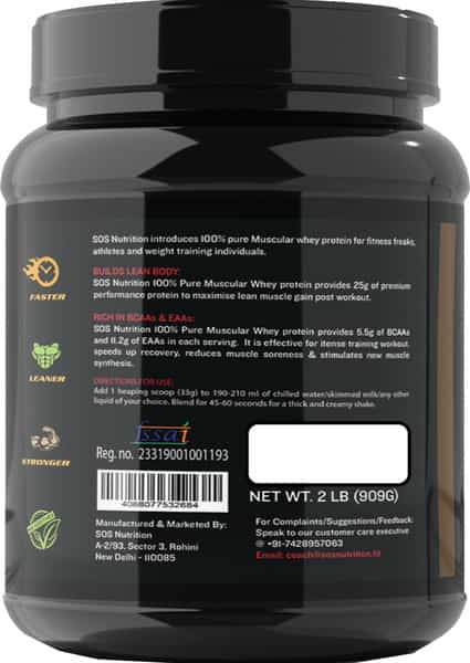 Sos Nutrition Muscular Max Men Whey Protein Chocolate Powder - 909G