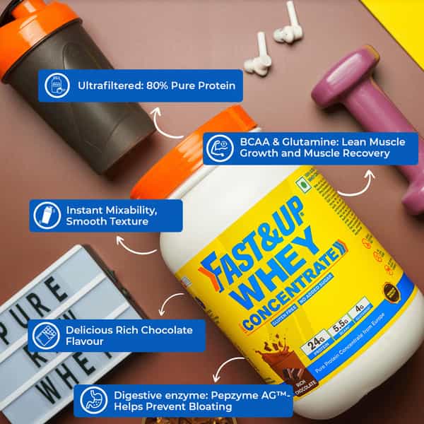 Fast&Up Whey Concentrate Protein Rich Chocolate- 30 Servings 960G Jar