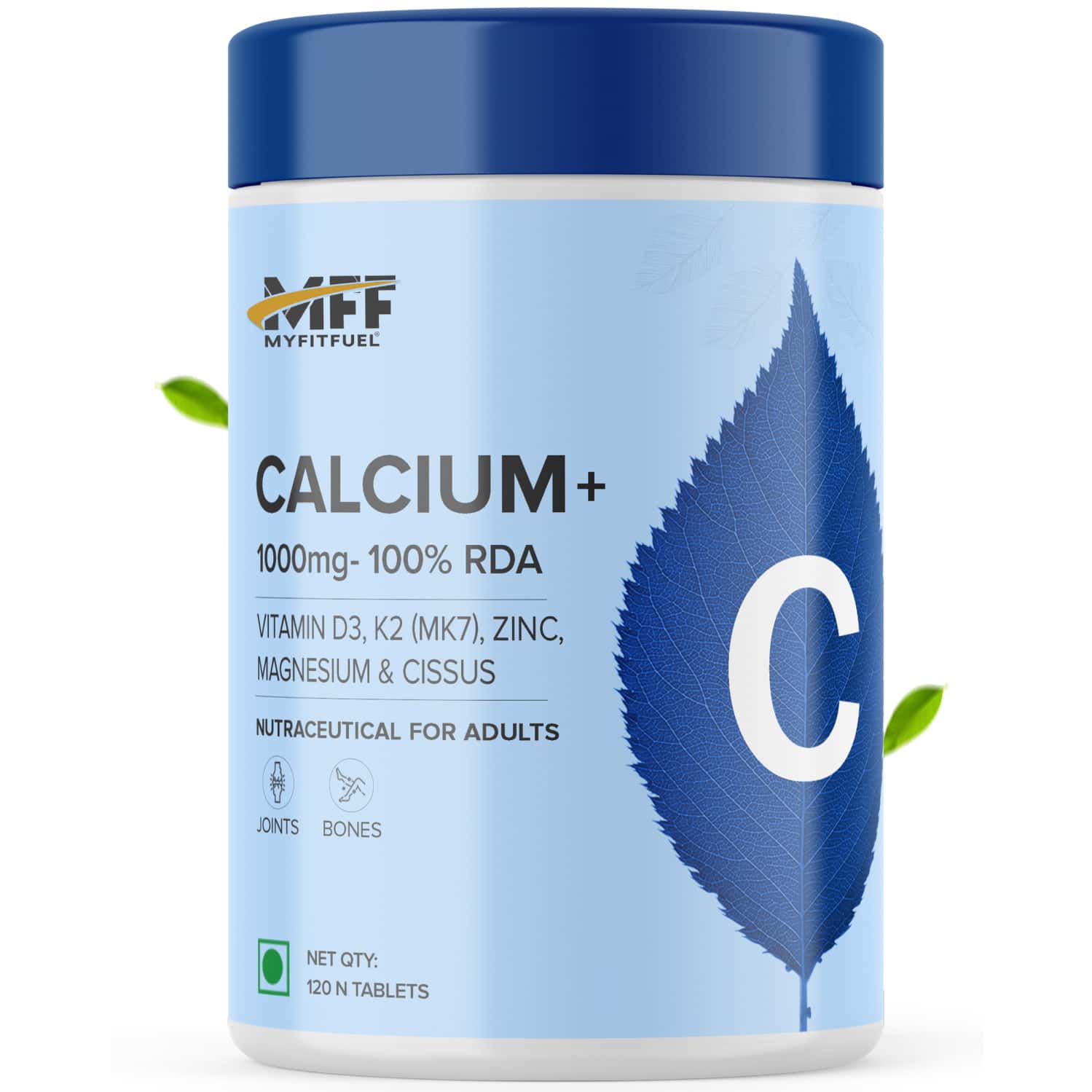 Myfitfuel Calcium Vitamin D 3 | K2 (mk7) | Zinc | Magnesium Cissus. For Women Men (120 Tablets)