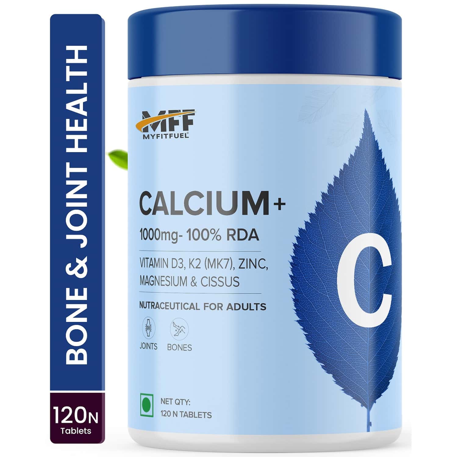 Myfitfuel Calcium Vitamin D 3 | K2 (mk7) | Zinc | Magnesium Cissus. For Women Men (120 Tablets)