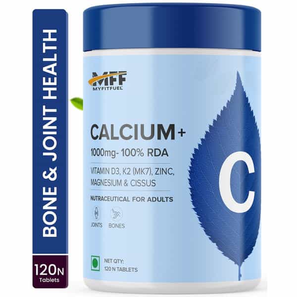 Myfitfuel Calcium Vitamin D 3 | K2 (Mk7) | Zinc | Magnesium Cissus. For Women Men (120 Tablets)