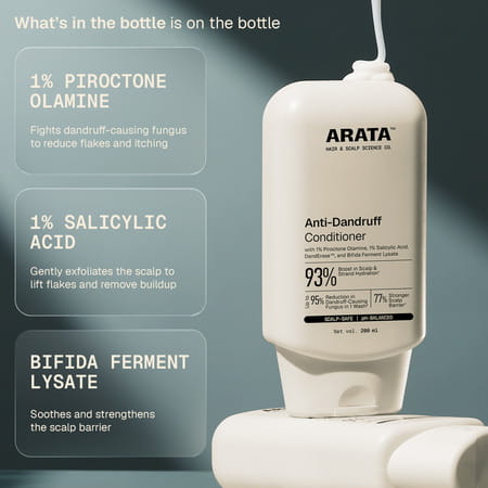 Arata Anti - Dandruff Conditioner | Hydrates & Reduces Dandruff | Piroctone Olamine | 200 Ml