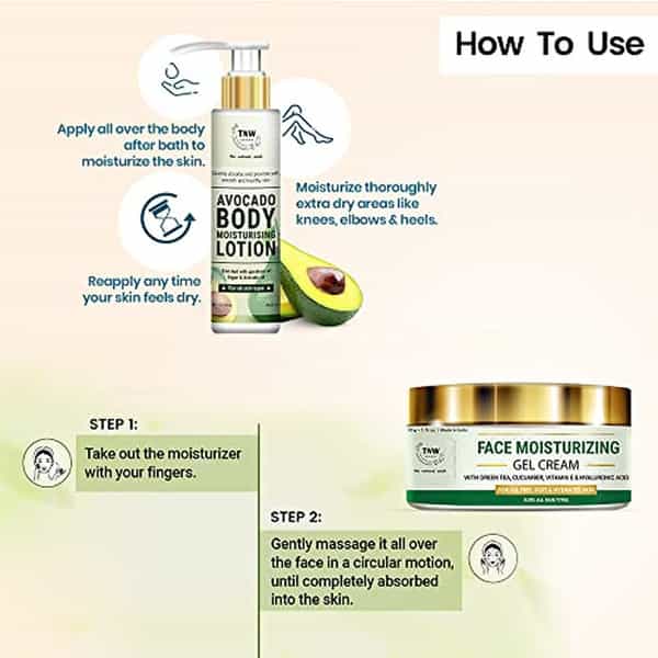 Tnw The Natural Wash Face Moisturizing Gel Cream & Avocado Body Moisturizing Lotion