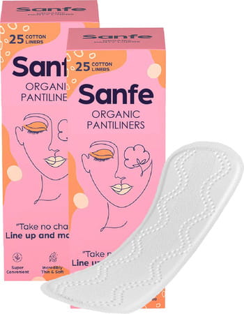 Sanfe Rash Free Panty Liners 100% Organic Cotton And Biodegradable - 25 Units ( Pack Of 2 )