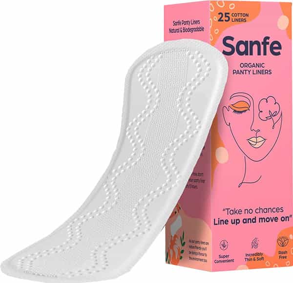 Sanfe Rash Free Panty Liners 100% Organic Cotton And Biodegradable - 25 Units ( Pack Of 2 )
