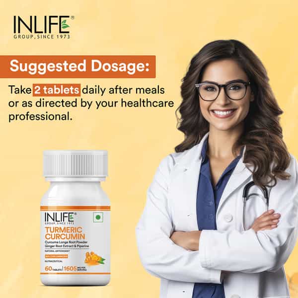 Inlife Curcumin Tablets With Piperine Turmeric & Ginger Extract | 1605Mg - 60 Tablets