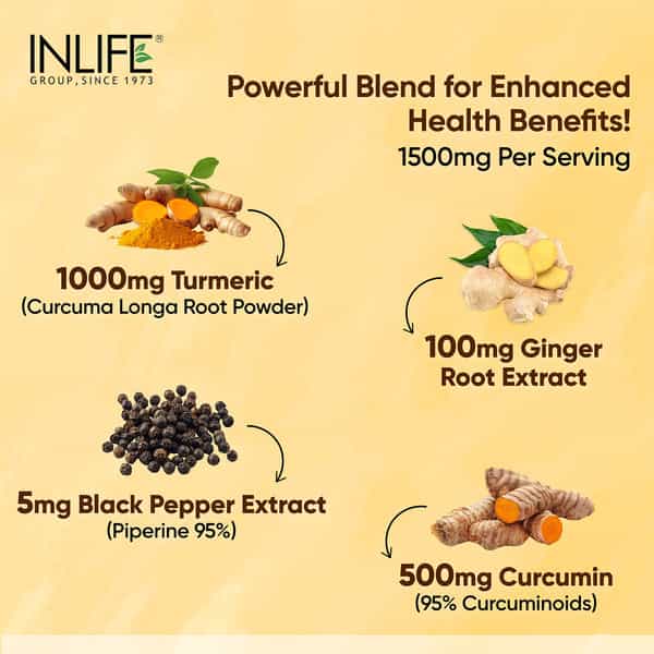 Inlife Curcumin Tablets With Piperine Turmeric & Ginger Extract | 1605Mg - 60 Tablets