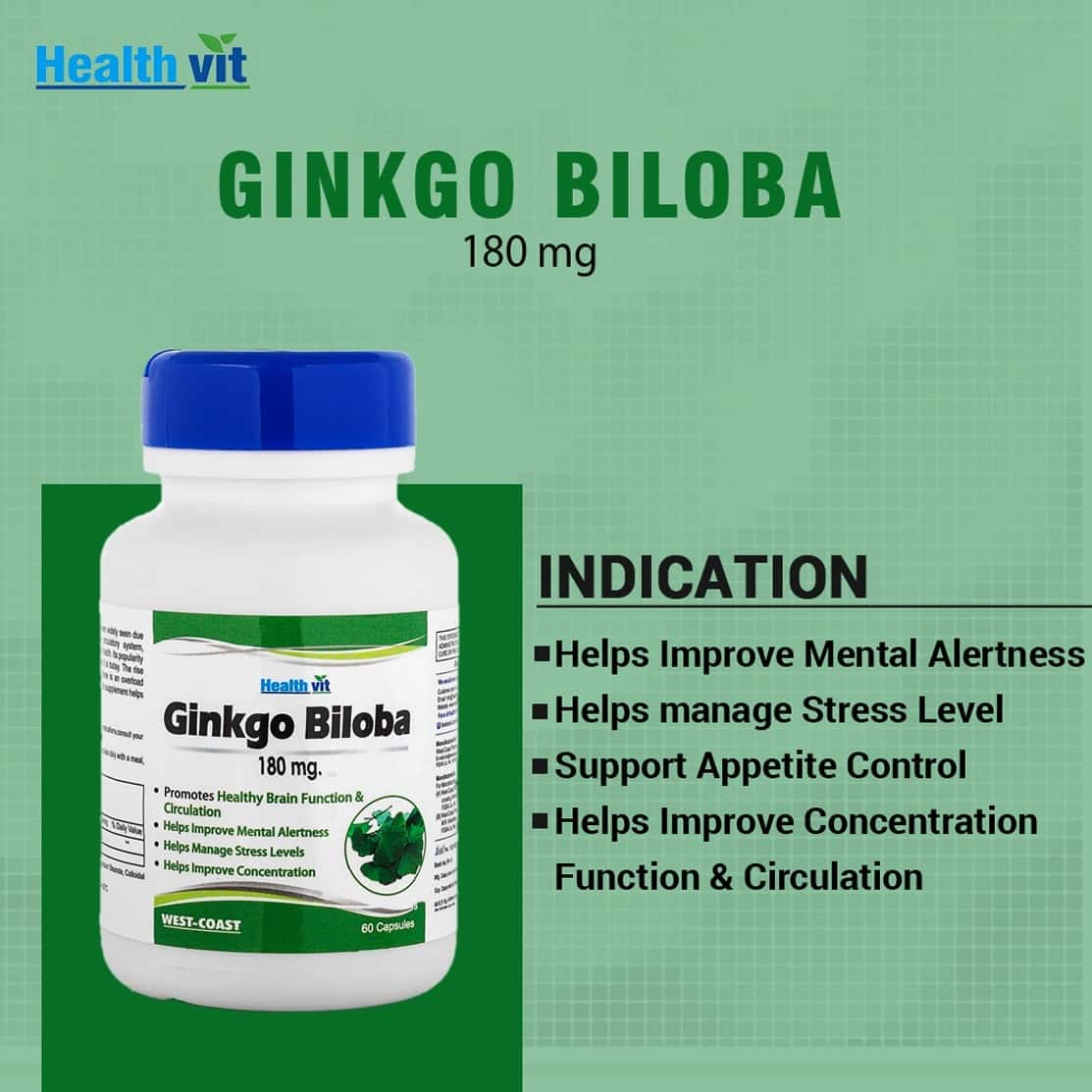Buy HEALTHVIT GINKGO BILOBA ( SUPPORTS MEMORY, FOCUS & CLARITY