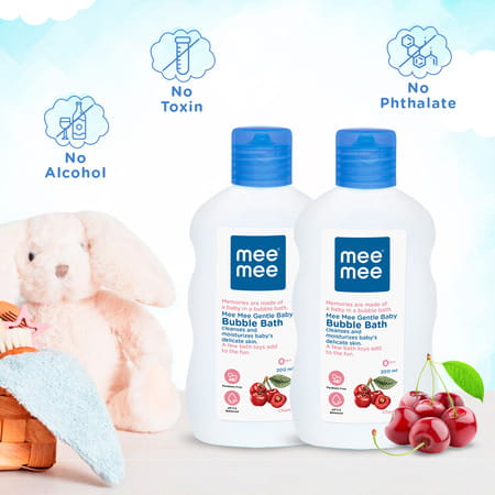 Meemee Gentle Baby Bubble Bath With Cherry Extracts | Clinical And Dermatological Tested (200 Ml)