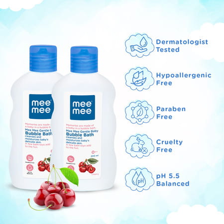 Meemee Gentle Baby Bubble Bath With Cherry Extracts | Clinical And Dermatological Tested (200 Ml)