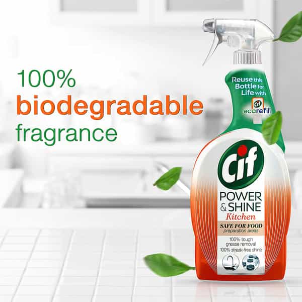 Cif Power & Shine Kitchen Spray 100% Grease Removal Safe On Food Preparation Areas 700Ml
