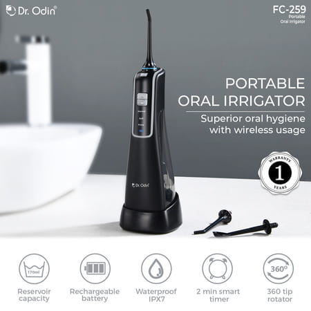 Dr. Odin Fc 259 Oral Irrigator | Teeth Cleaning & Flossing | Waterproof Ipx7 | 170Ml Storage