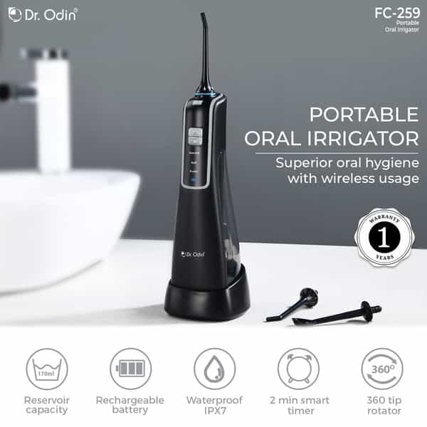 Dr. Odin Fc 259 Oral Irrigator | Teeth Cleaning & Flossing | Waterproof Ipx7 | 170Ml Storage