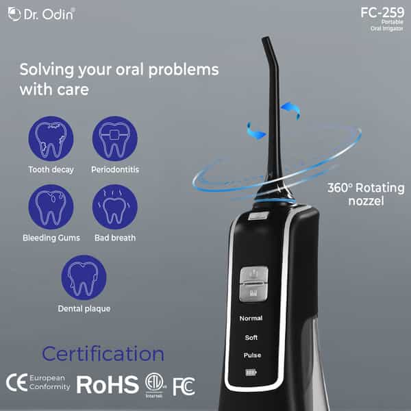 Dr. Odin Fc 259 Oral Irrigator | Teeth Cleaning & Flossing | Waterproof Ipx7 | 170Ml Storage