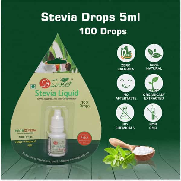So Sweet Stevia Liquid Sugar Free 100 Drops | Zero Calorie | (Pack Of 2X5ml)