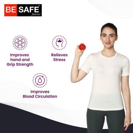 Besafe Forever Physiotherapy Hand Gel Exercise Ball Stress Relief Squeeze Balls (Red)