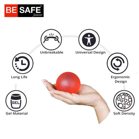 Besafe Forever Physiotherapy Hand Gel Exercise Ball Stress Relief Squeeze Balls (Red)