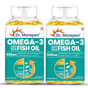 Dr. Morepen Omega 3 Deep Sea Fish Oil 500 For Healthy Heart | Brain & Joint | 60 Softgel | Pack Of 2