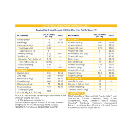 Gritzo Supermilk Growth+ (Formerly Height+) Unsweetened (13+Y Girls) (Creamy Vanilla | 400g)