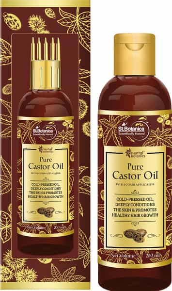Oriental Botanics Castor Oil With Comb Applicator - Pure Oil With No Mineral Oil Silicones - 200 Ml