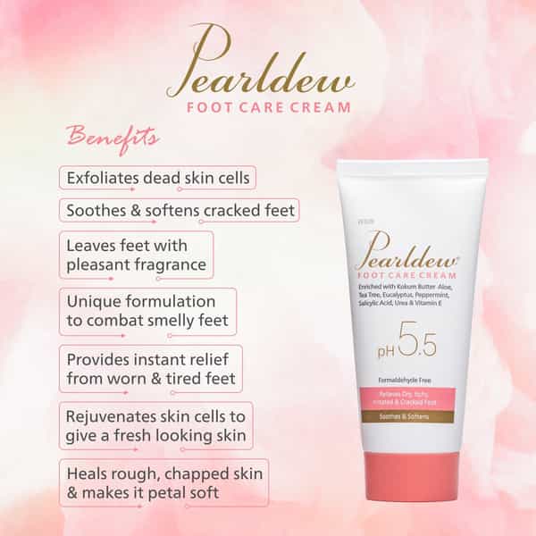 Pearldew Foot Care Cream 60 Gm | With Aloe | Cocoa Butter & Coconut Oil (Pack Of 4)