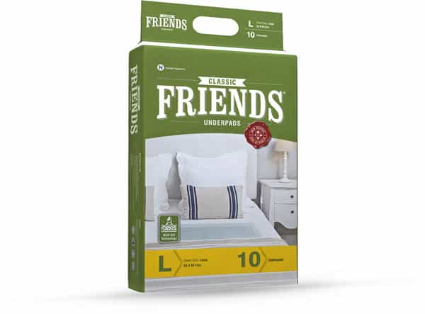 Friends Classic Underpads, Large 60 X 90 Cm, Super Absorbent Polymer & Soft Surface, 10s Pack