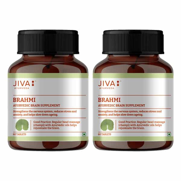 Jiva Brahmi Tablets 500Mg For Mind Wellness|Helps To Relief Stress & Anxiety - 60 Tablet (Pack Of 2)