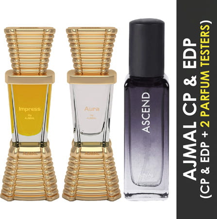 Ajmal Impress And Aura Each Of 10Ml & Ascend Edp 20Ml Pack Of 3 (Total 30Ml) For Men & Women