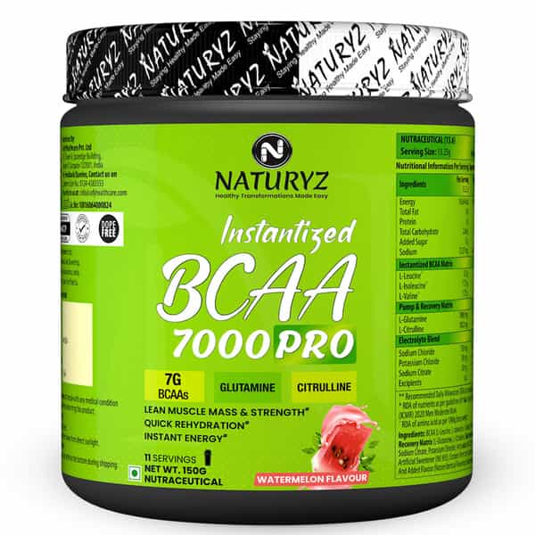 Naturyz Instantized Bcaa 7000 Pro With 7G Bcaas Glutamine For Lean Muscle Mass - 150G(Watermelon)
