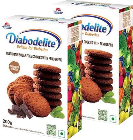 Quantum Naturals Diabodelite Cookies | Chocolate Flavour| Herbal & Natural | Pack Of 2